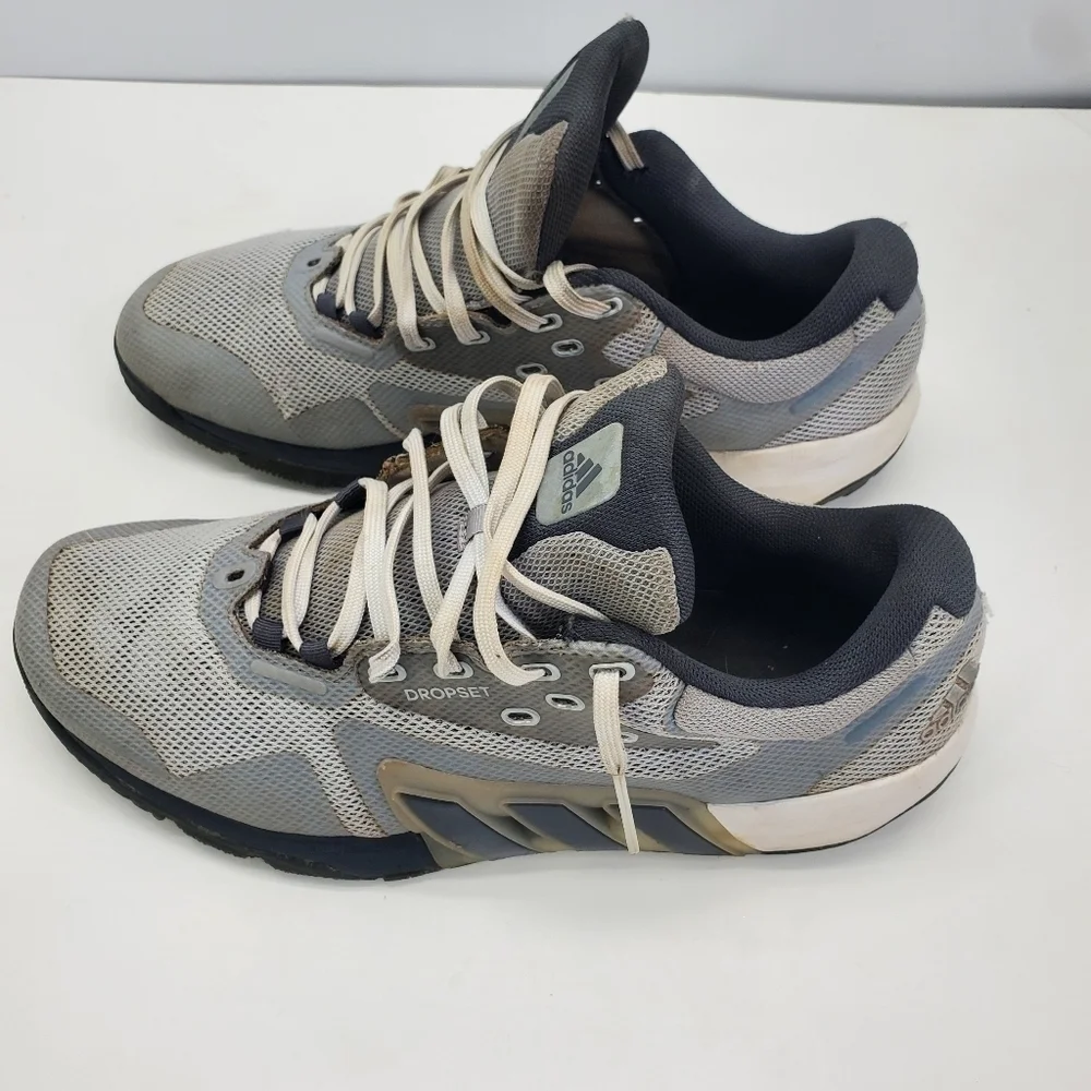 adidas Dropset Shoes Men 11 Trainer Gray White Three Stripe Athletic Sneaker